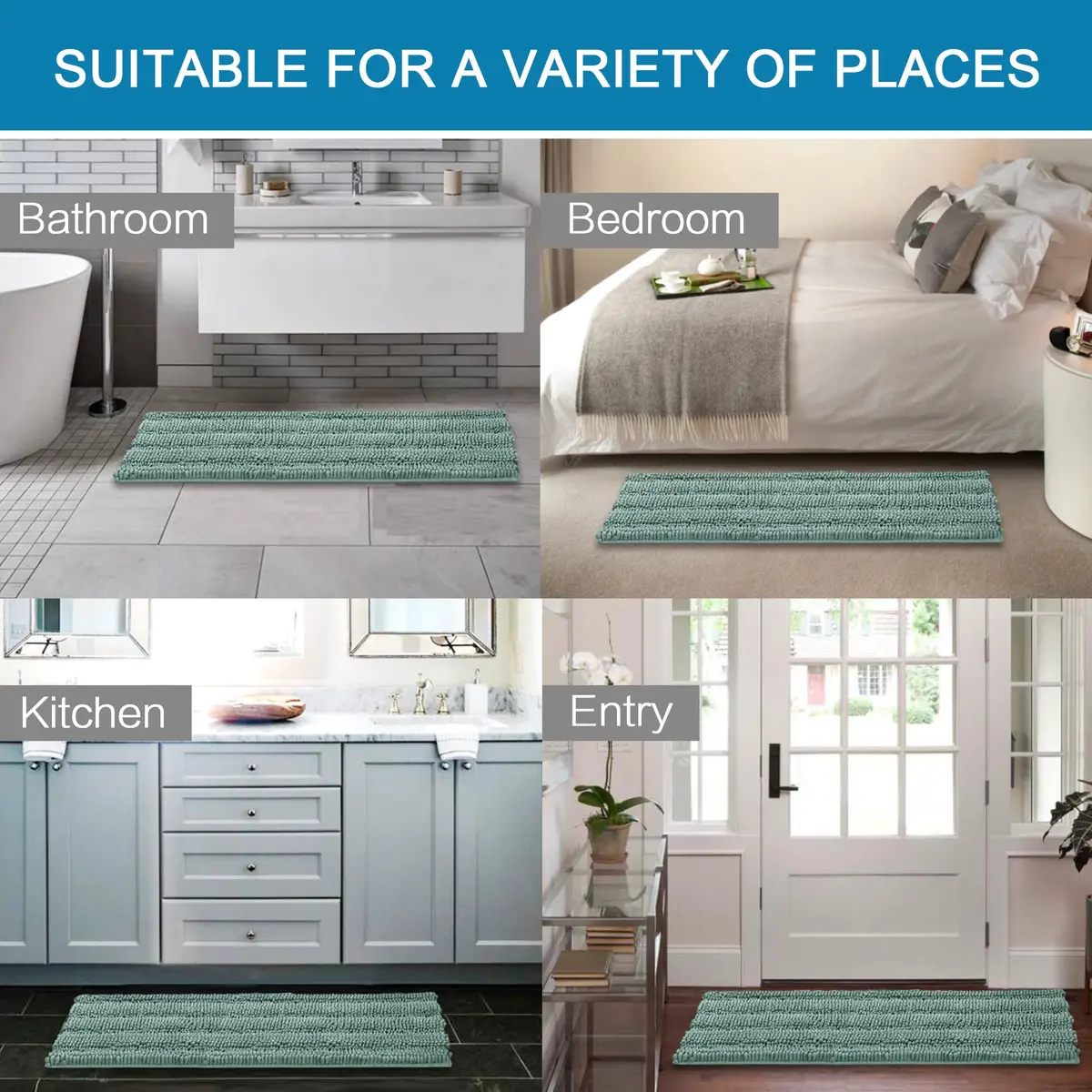 H.VERSAILTEX Thick Chenille Bathroom Rug Mat Set | Extra Soft & Absorbent, 2 Piece, Machine-Washable (47" x 17" + 17" x 24") - view 6
