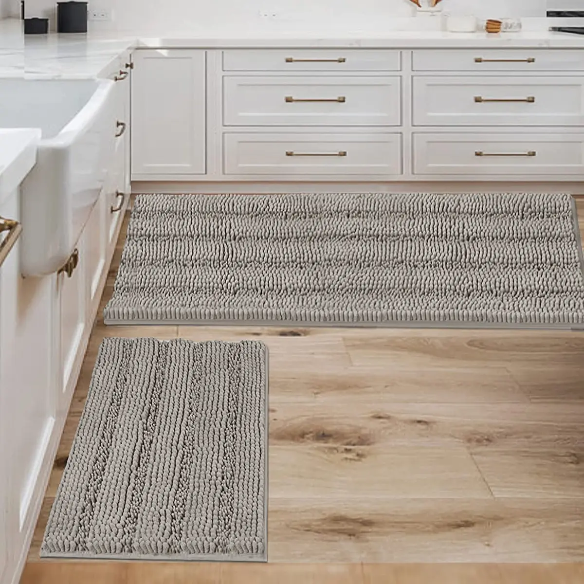 H.VERSAILTEX Non Slip Thick Shaggy Chenille Bathroom Rug Mat Set 2 Piece | Extra Soft & Absorbent, Machine-Washable - main product image