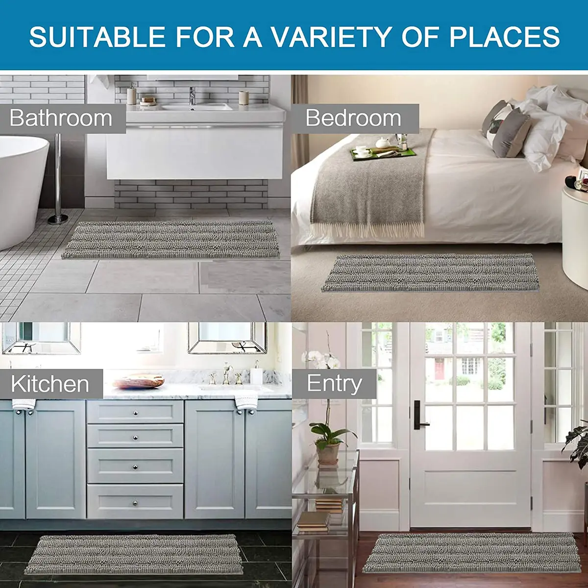 H.VERSAILTEX Non Slip Thick Shaggy Chenille Bathroom Rug Mat Set 2 Piece | Extra Soft & Absorbent, Machine-Washable - view 6
