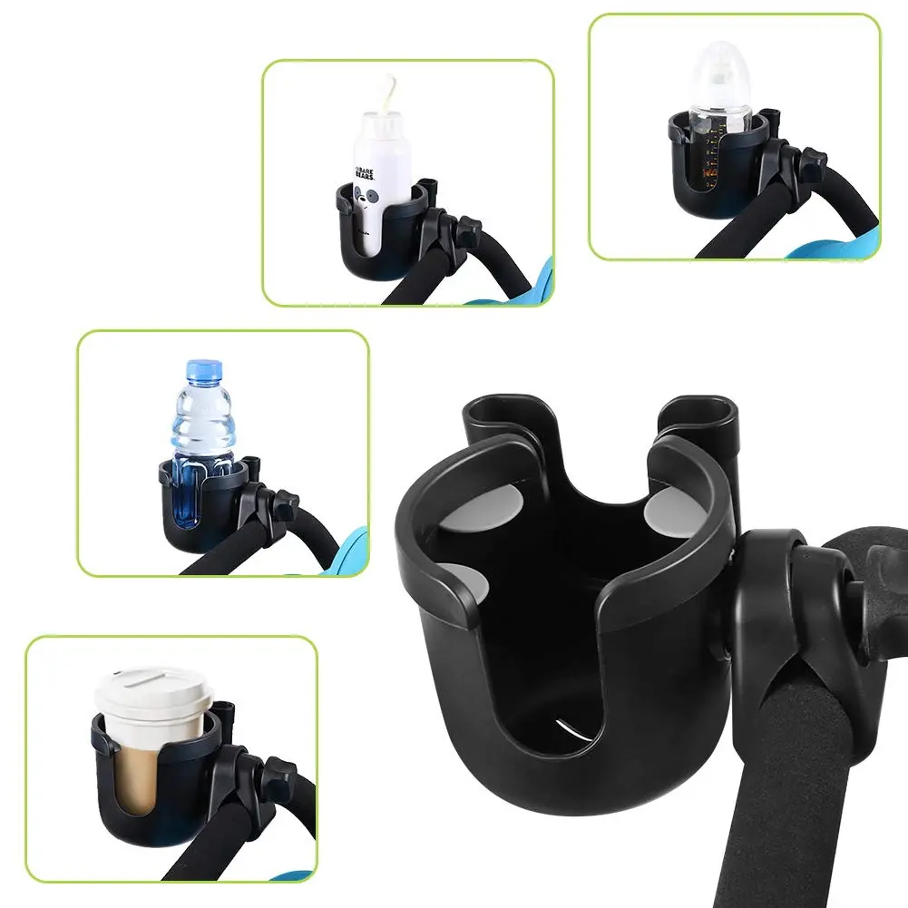 Accmor Universal Stroller Cup Holder with Phone Holder & Organizer | 2-in-1 Drinks Holder for Walker, Wheelchair, Scooter, Bike (Black, 2-Pack) - view 8