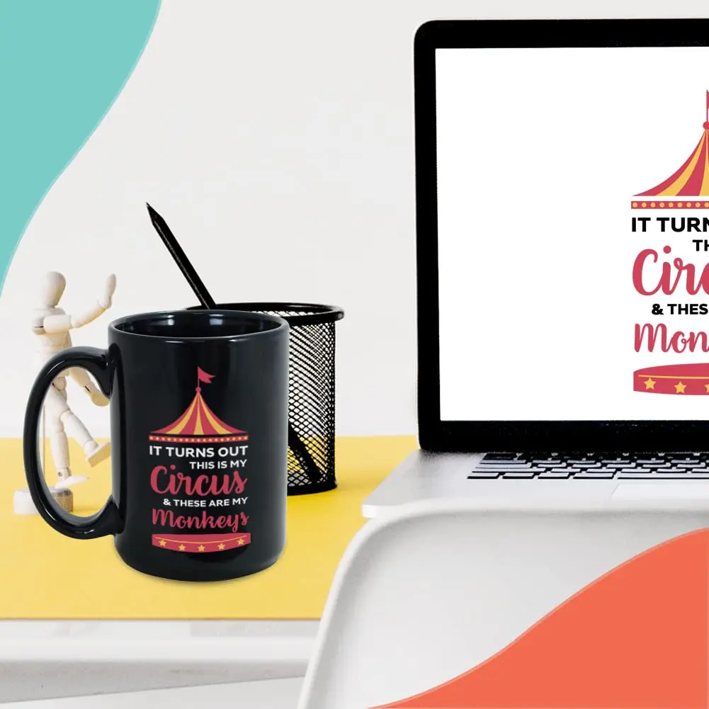 Bubble Hugs Circus Coffee Mug 15 oz | Funny Sarcasm Mom Gift with Monkeys (120 chars) - view 6