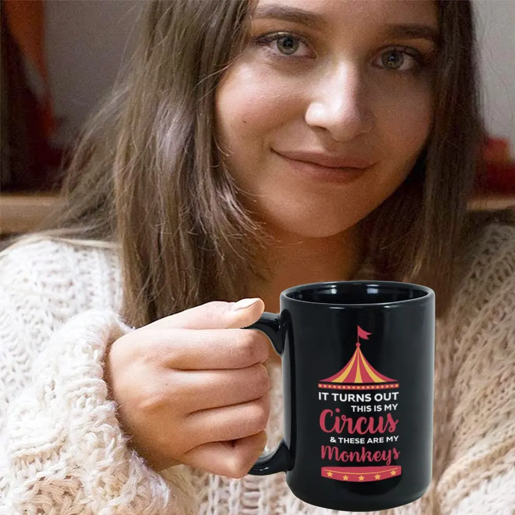 Bubble Hugs Circus Coffee Mug 15 oz | Funny Sarcasm Mom Gift with Monkeys (120 chars) - view 7