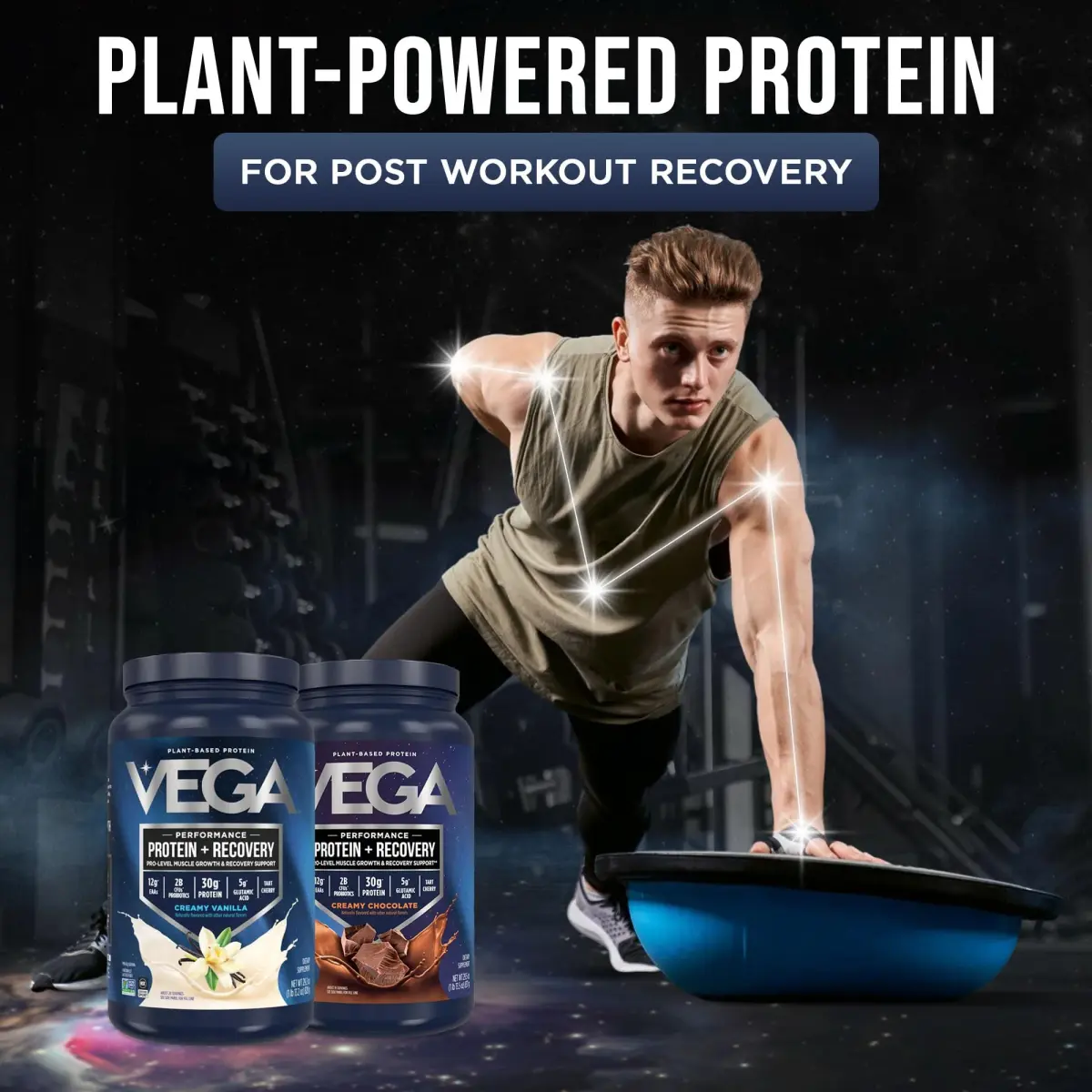Vega Protein + Recovery Vanilla & Chocolate 3.6 lbs (39 Servings) | NSF Certified Plant-Based Protein - view 2