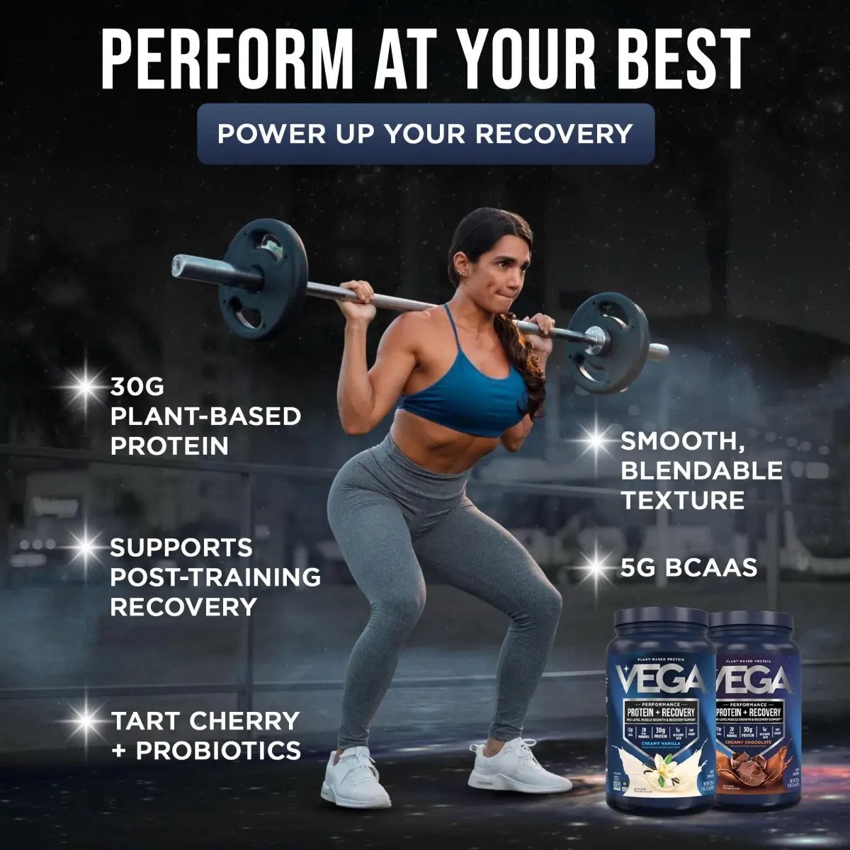Vega Protein + Recovery Vanilla & Chocolate 3.6 lbs (39 Servings) | NSF Certified Plant-Based Protein - view 3