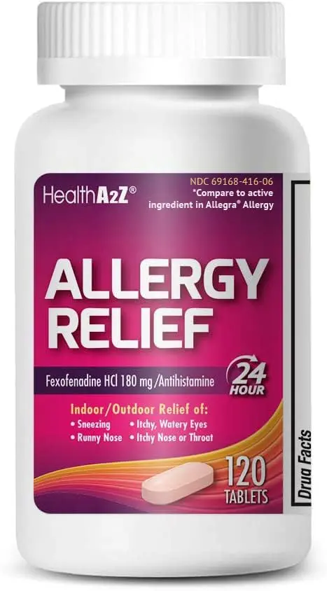 HealthA2Z Fexofenadine HCl 180mg | 24-Hour Allergy Relief, 120 Caplets - view 2