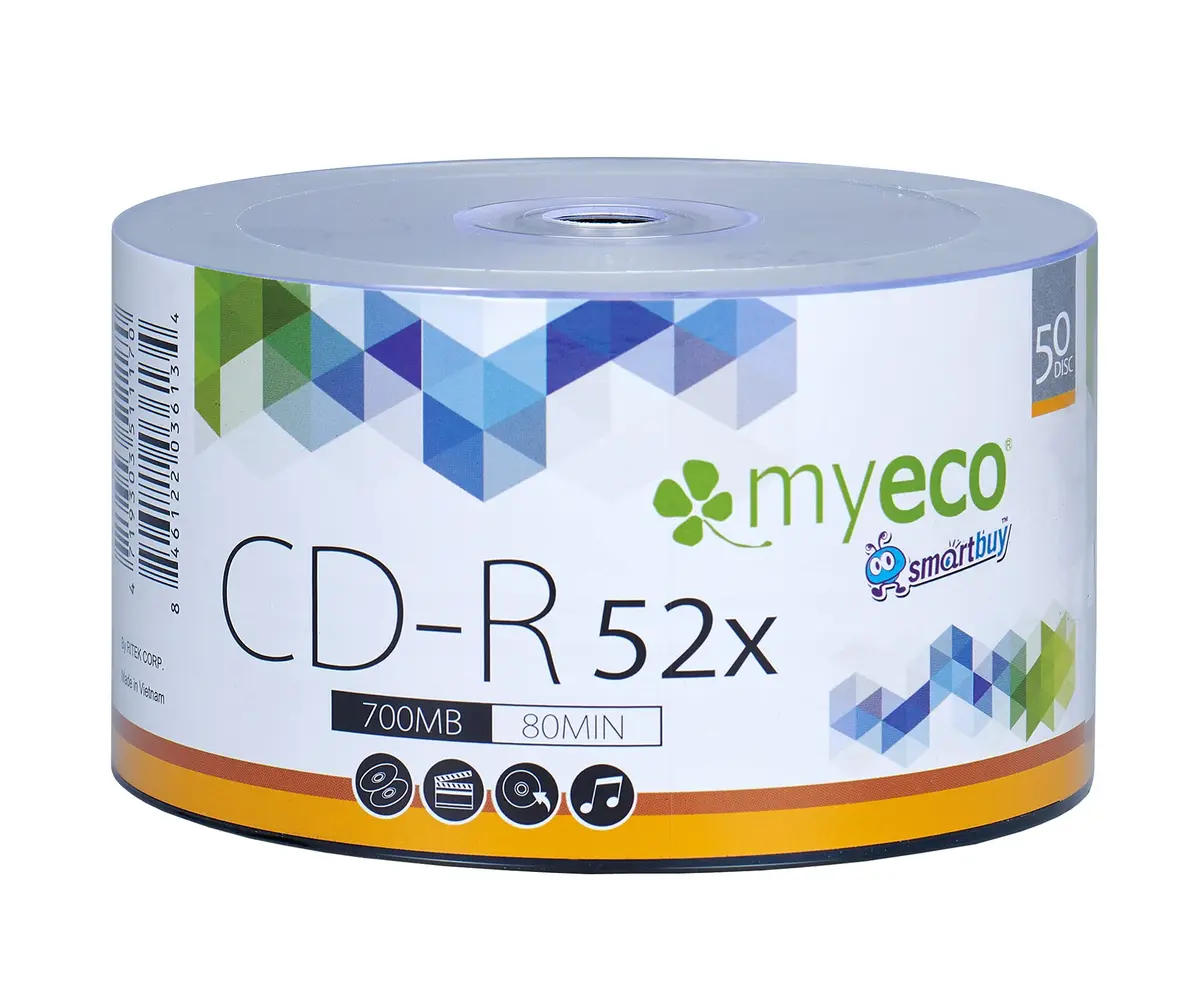 MyEco 100 Pack CD-R 52X 700MB 80Min Economy Branded Logo Blank Disc | Durable, Long-Lasting Archives - view 2