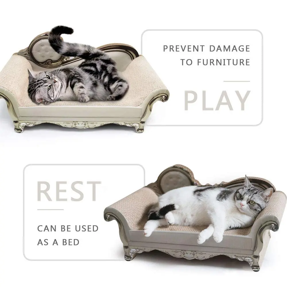 SONGWAY Cat Scratcher Sofa Bed - Corrugated Cardboard Lounge & Furniture Protector (59.94cm x 29.97cm x 28.96cm) | Big, Safe & Recyclable - view 2