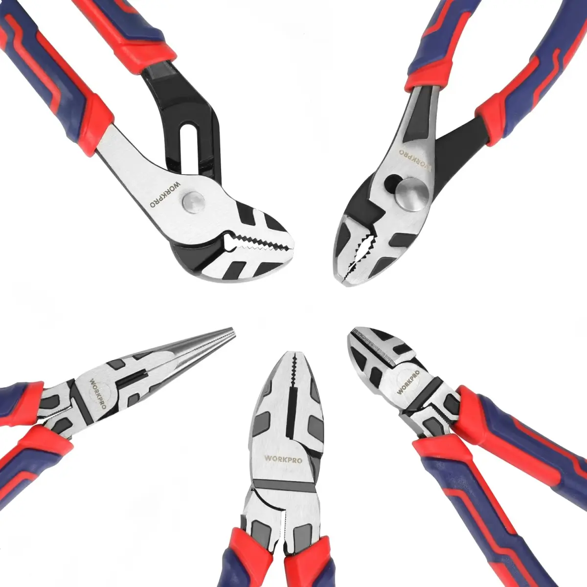 WORKPRO 5-Piece Premium Cr-V Pliers Set with Storage Pouch | Drop-Forged Steel for Durability - view 9