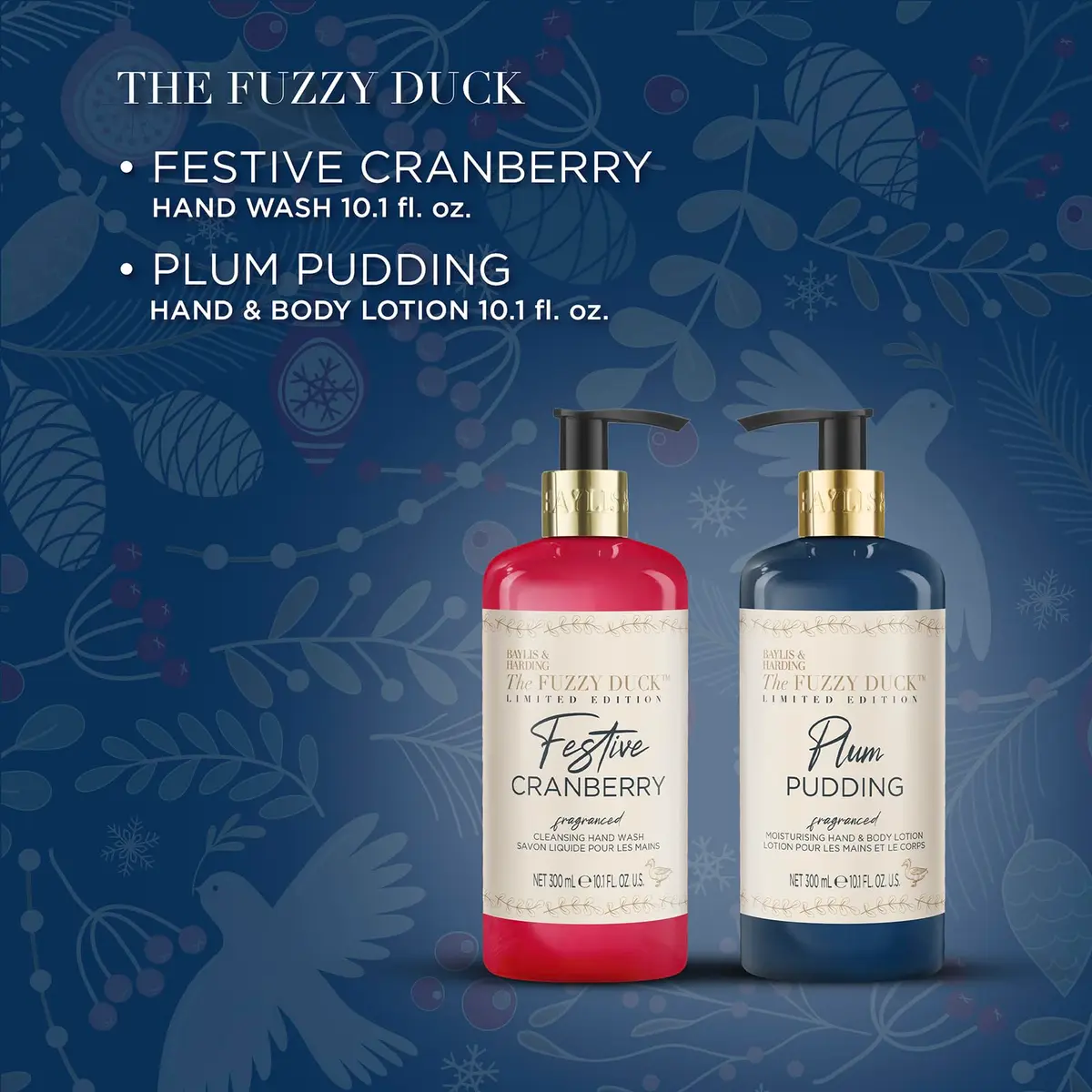 Baylis & Harding The Fuzzy Duck Indulgent Hand Care Duo 20.29ml (0.69 Fl Oz) | Festive Cranberry & Plum Pudding, Vegan, Recyclable - view 2