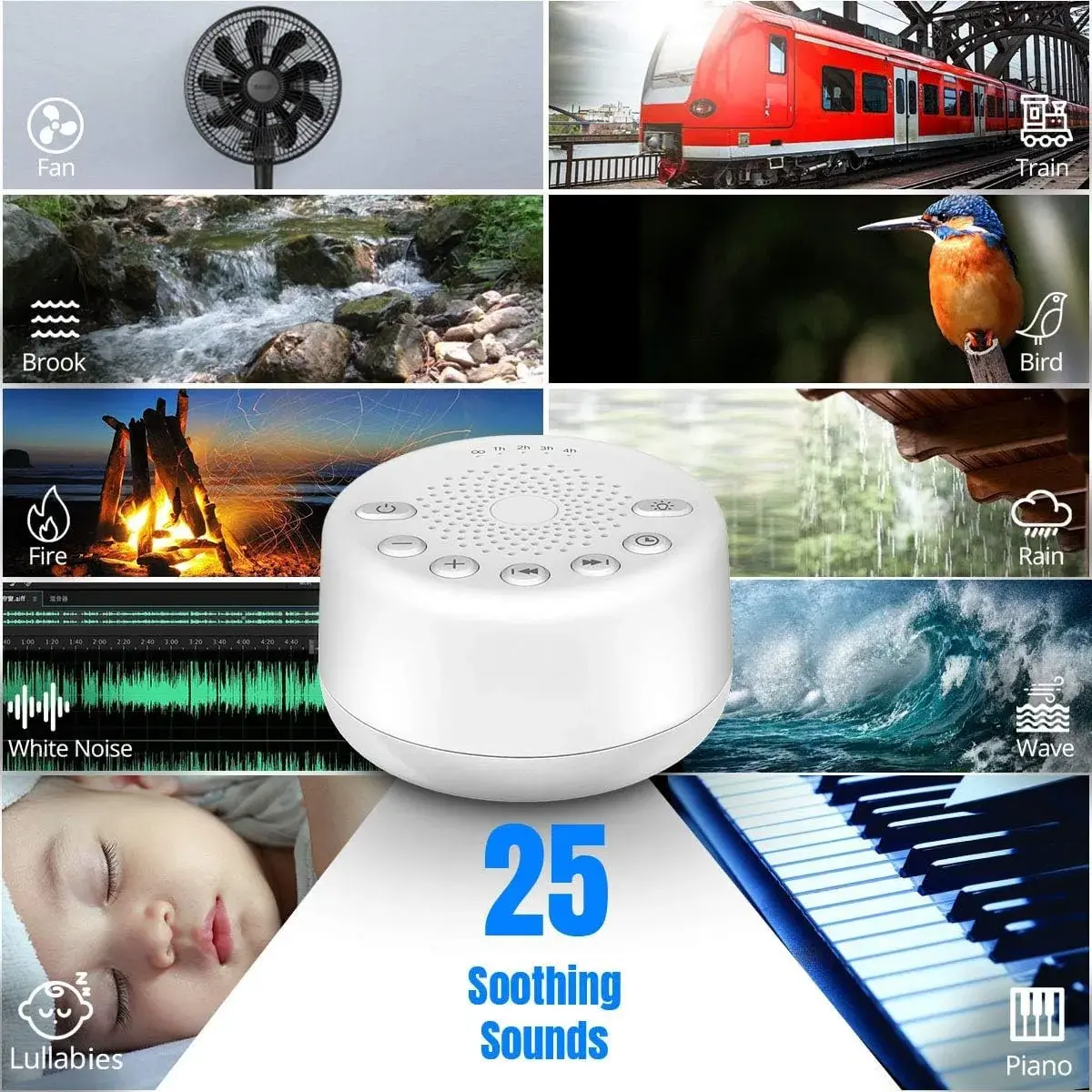 Easysleep White Noise Machine with 25 Sounds & Night Light | Compact & Portable for Sleep Relaxation - view 2