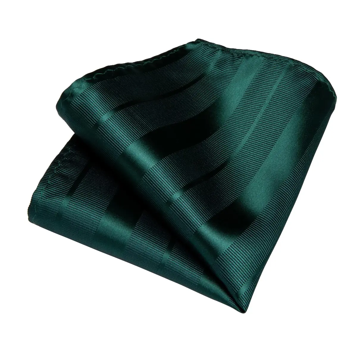 DiBanGu Forest Green Solid Silk Necktie Set with Pocket Square & Cufflinks | 59 inches x 3.15 inches - view 7