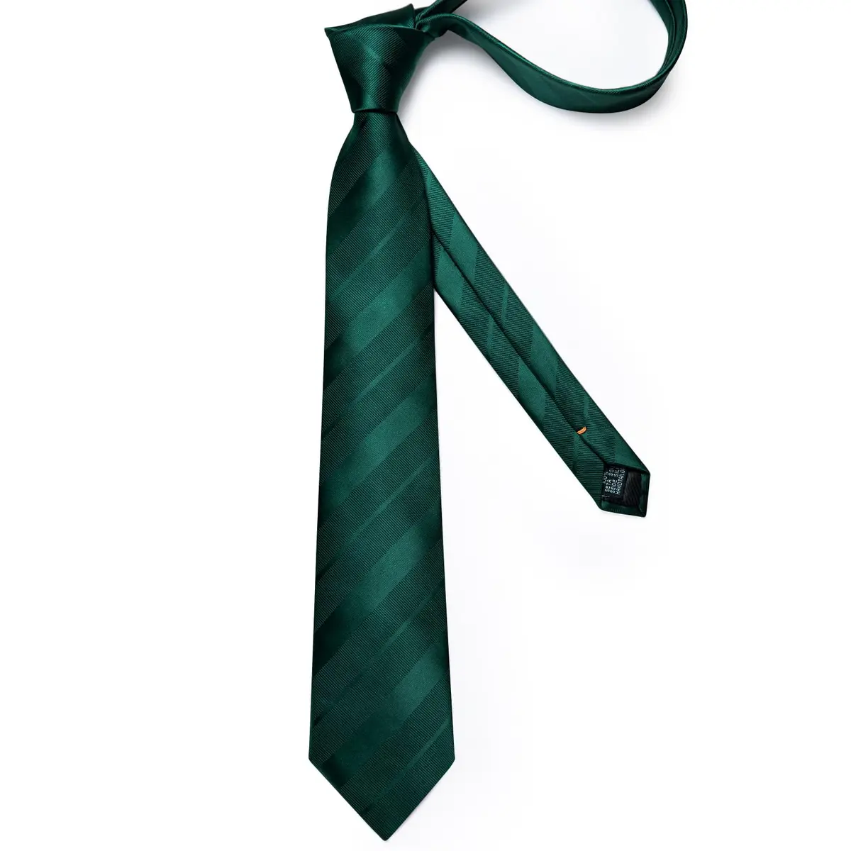 DiBanGu Forest Green Solid Silk Necktie Set with Pocket Square & Cufflinks | 59 inches x 3.15 inches - view 5
