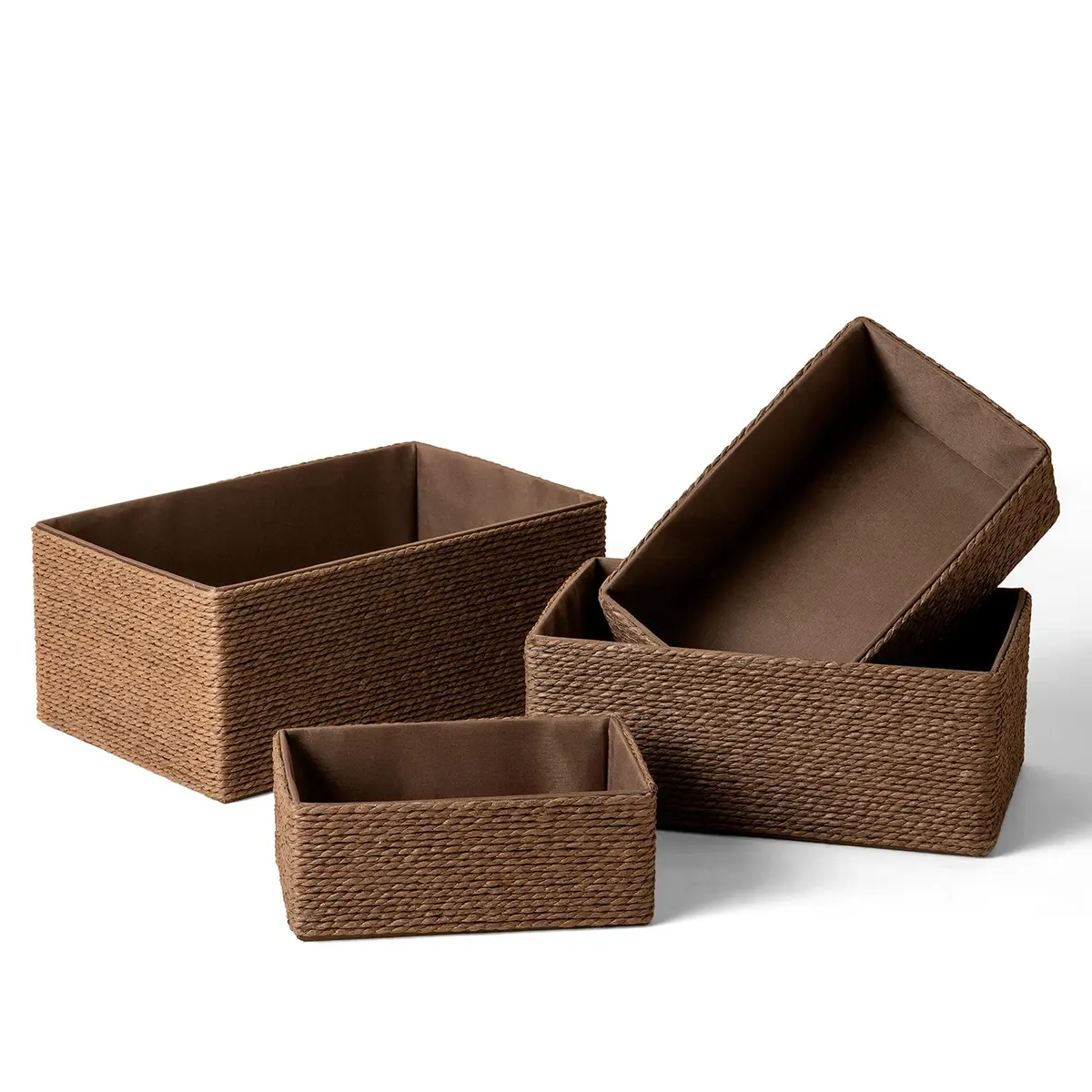 LA JOLIE MUSE Bathroom Basket Organizers, Paper Rope Storage, Brown 4 Pack | Eco-Friendly & Versatile - main product image