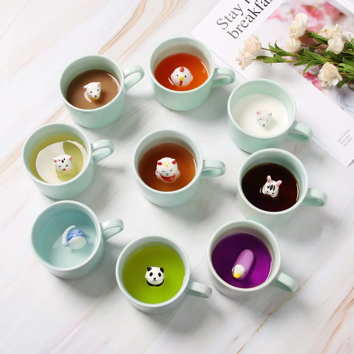 Lemon Park Bunny Ceramic Cup 8 oz | Hidden 3D Animal Mug for All Occasions - view 5