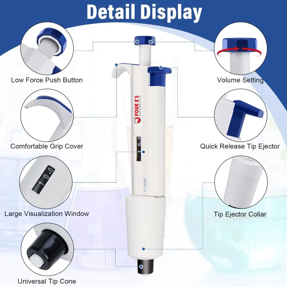 PRECIPETTE 1-10 mL Single Channel Micropipette | Calibrated to ISO8655 for Lab Accuracy - view 2