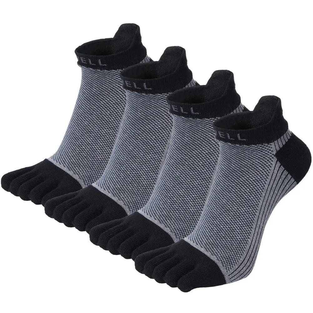 VWELL Men's Cotton Toe Socks No Show Five Finger Socks for Running, 4 Pairs | Breathable & Odor-Free - main product image