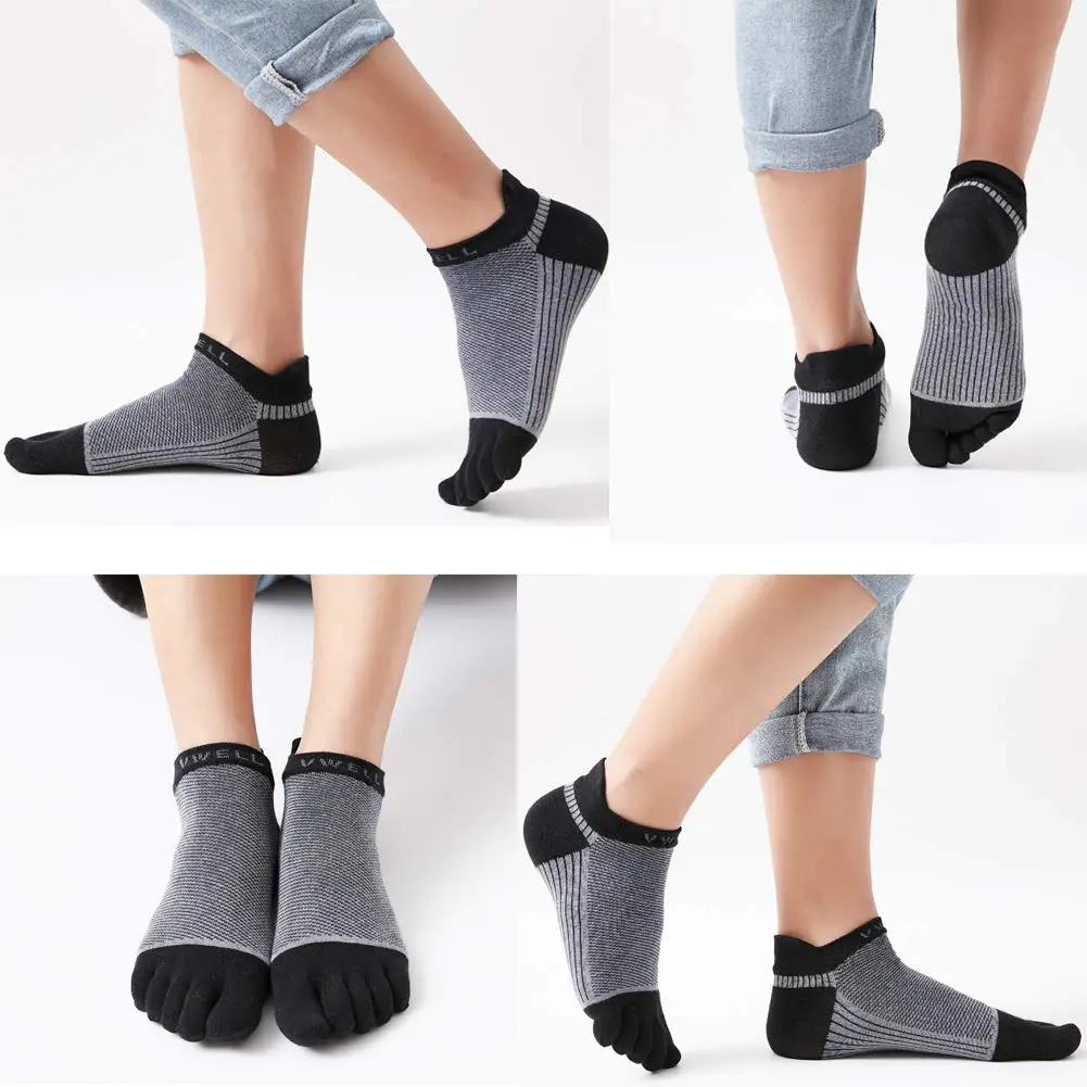 VWELL Men's Cotton Toe Socks No Show Five Finger Socks for Running, 4 Pairs | Breathable & Odor-Free - view 2