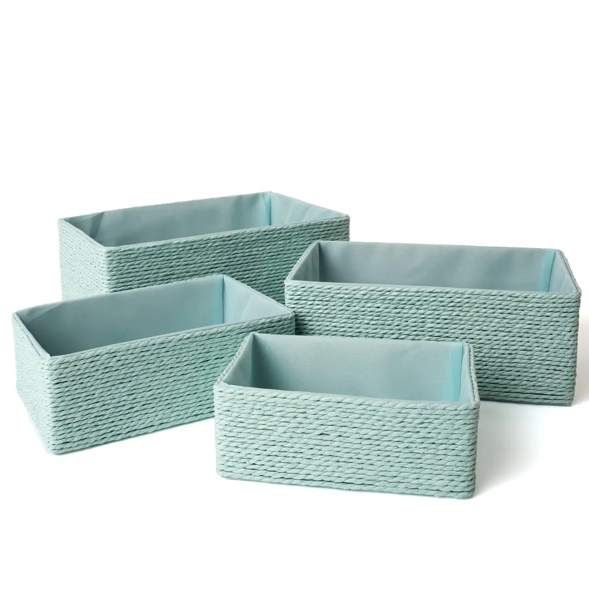 LA JOLIE MUSE Bathroom Basket Organizers, Paper Rope Storage, Green 4 Pack | Eco-Friendly & Versatile - main product image