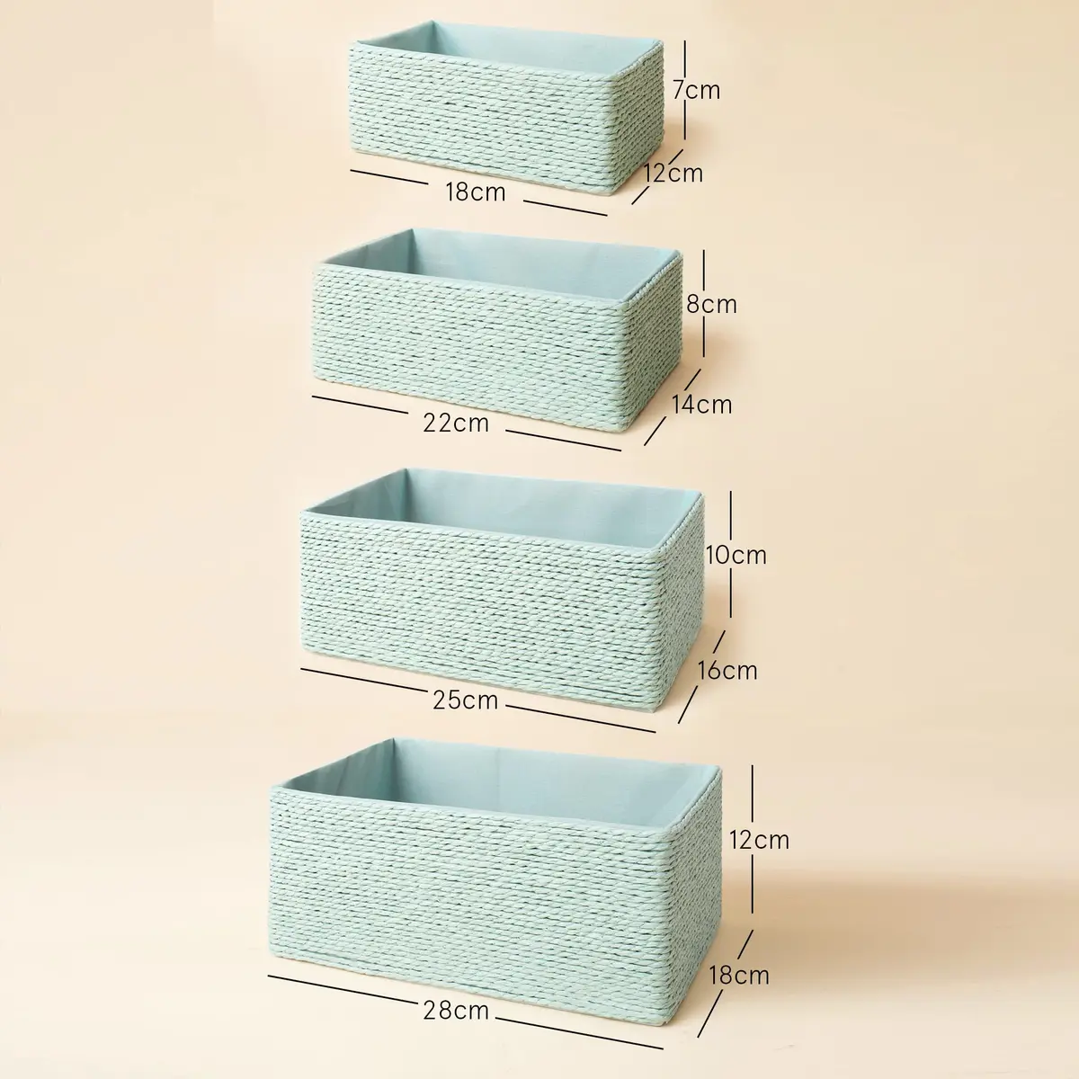 LA JOLIE MUSE Bathroom Basket Organizers, Paper Rope Storage, Green 4 Pack | Eco-Friendly & Versatile - view 4