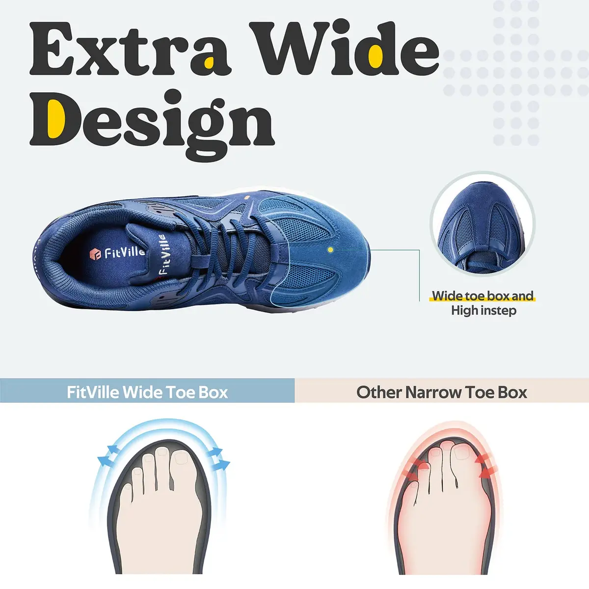 FitVille Men's Wide Walking Shoes, Extra Wide Sneakers - Rebound Core | Pain-Free Support & Comfort - view 4