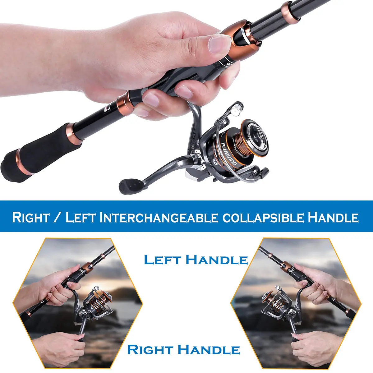 PLUSINNO Bronze Warrior Telescopic Fishing Rod and Reel Combo 2.10M (6.89FT) | Portable Freshwater Fishing Gear with 12+1 Bearings - view 9