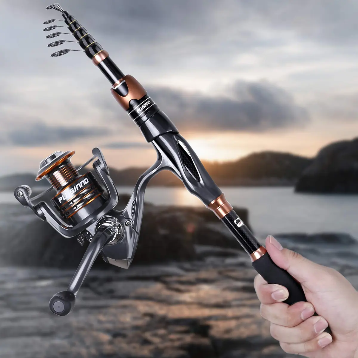 PLUSINNO Bronze Warrior Telescopic Fishing Rod and Reel Combo 1.80M (5.91FT) | IM6 Carbon Fiber Blank, 12+1 Ball Bearings, Portable Travel Gear - view 8