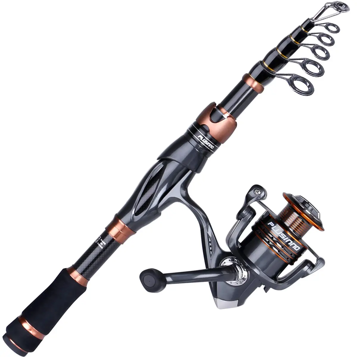 PLUSINNO Fishing Rod and Reel Combos, Bronze Warrior, 5.91FT Telescopic Carbon Pole, 12+1 Bearings, Freshwater Travel Gear - main product image