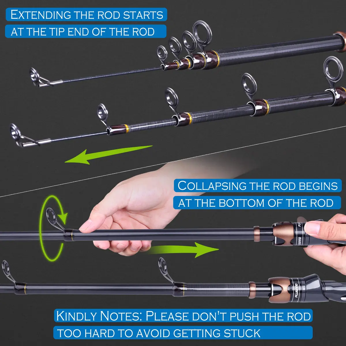 PLUSINNO Fishing Rod and Reel Combos, Bronze Warrior, 5.91FT Telescopic Carbon Pole, 12+1 Bearings, Freshwater Travel Gear - view 8