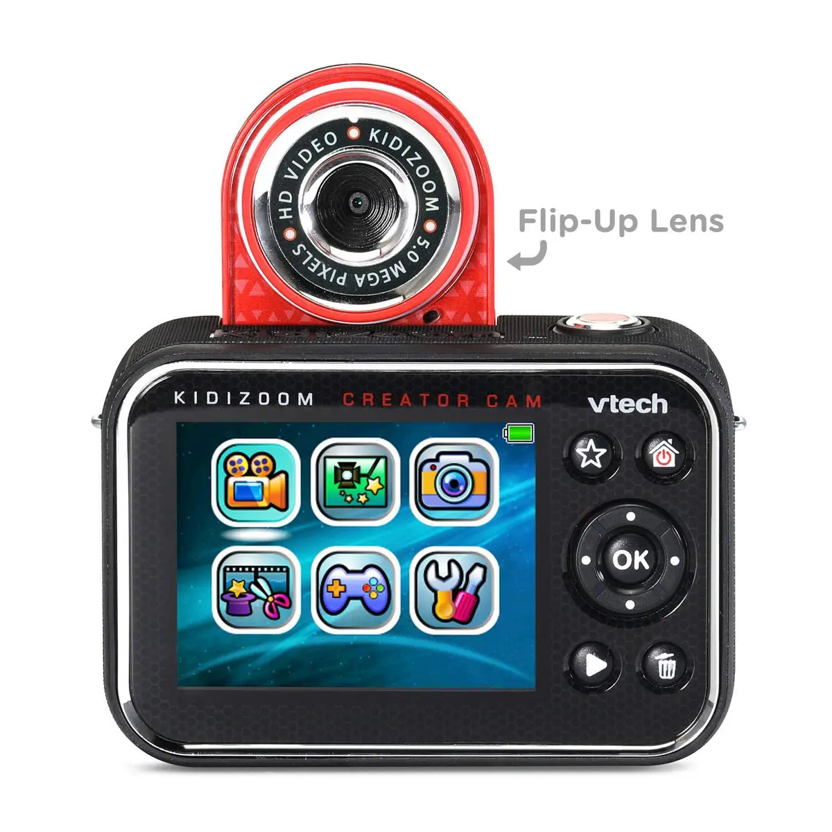 VTech KidiZoom Creator Cam Red HD Video Camera with Green Screen & Tripod | 3.6" x 2.4" x 1.1" (9.1cm x 6.1cm x 2.8cm) - view 4