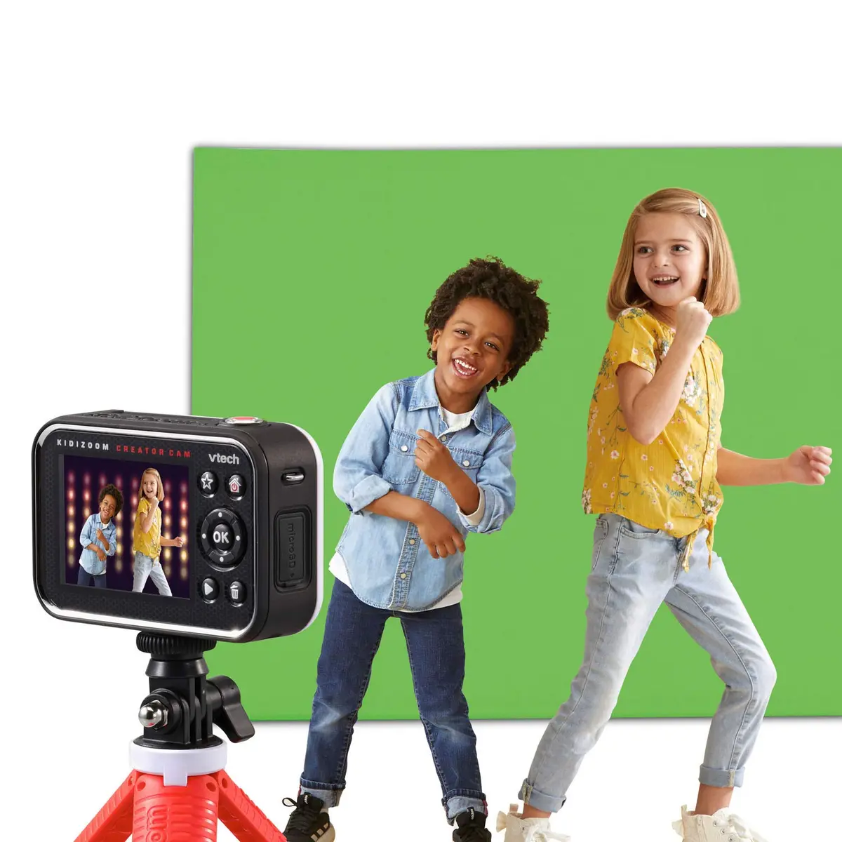 VTech KidiZoom Creator Cam Red HD Video Camera with Green Screen & Tripod | 3.6" x 2.4" x 1.1" (9.1cm x 6.1cm x 2.8cm) - view 5