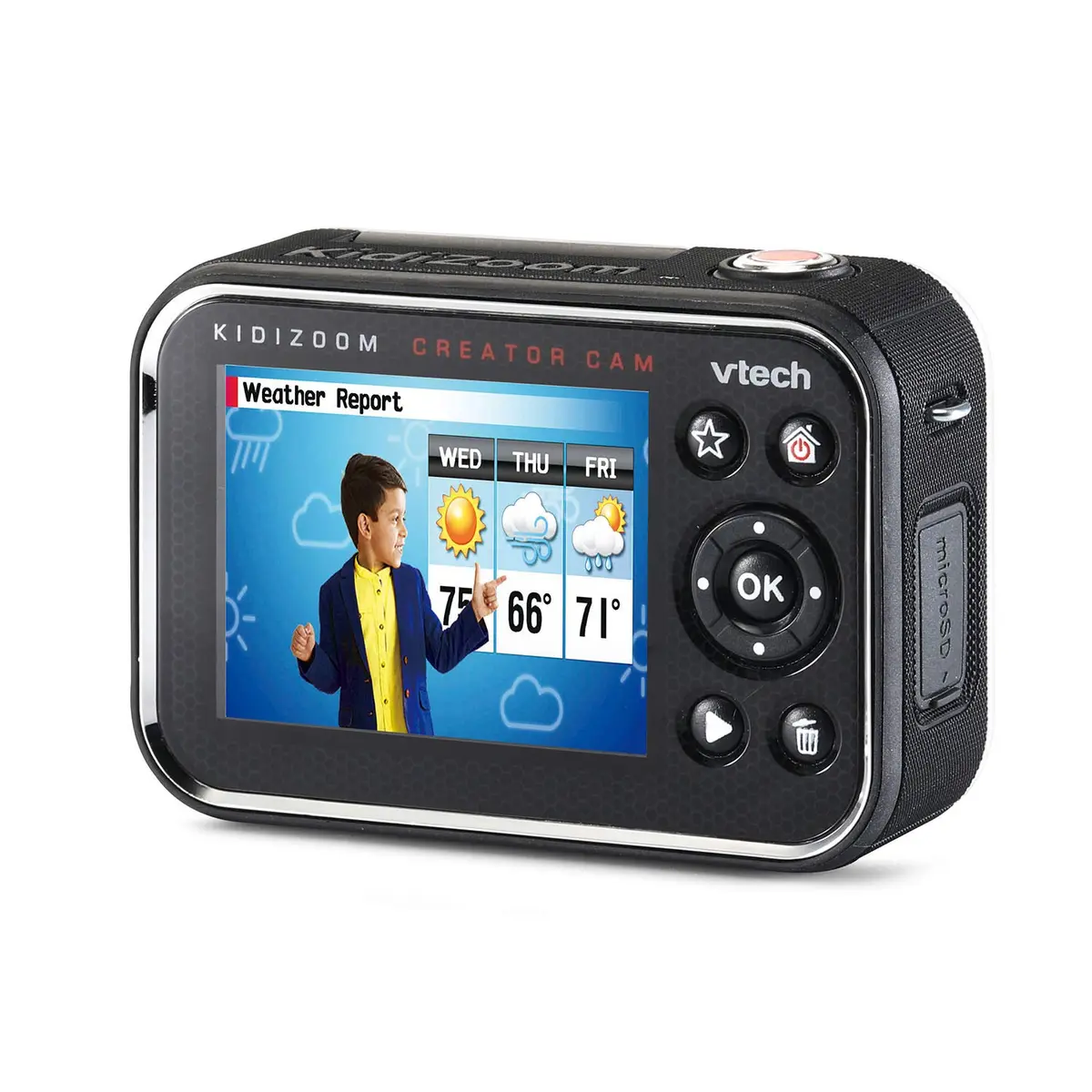 VTech KidiZoom Creator Cam Red HD Video Camera with Green Screen & Tripod | 3.6" x 2.4" x 1.1" (9.1cm x 6.1cm x 2.8cm) - view 6