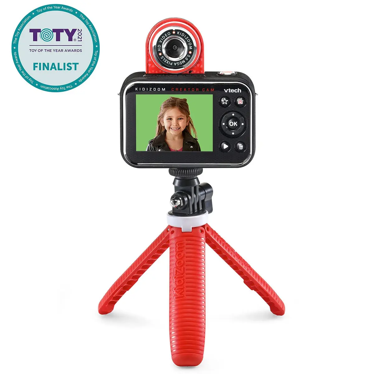 VTech KidiZoom Creator Cam Red HD Video Camera with Green Screen & Tripod | 3.6" x 2.4" x 1.1" (9.1cm x 6.1cm x 2.8cm) - view 2