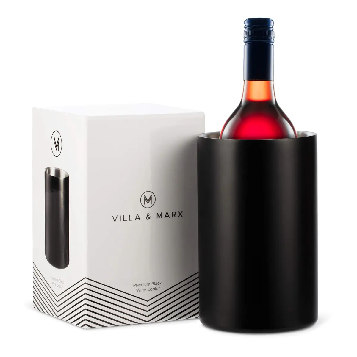 Villa & Marx Wine Chiller Black | Double Walled Insulated Bottle Cooler (Large) - main product image