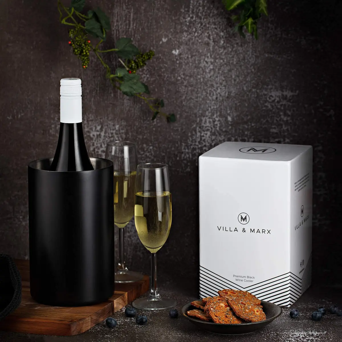 Villa & Marx Wine Chiller Black | Double Walled Insulated Bottle Cooler (Large) - view 8