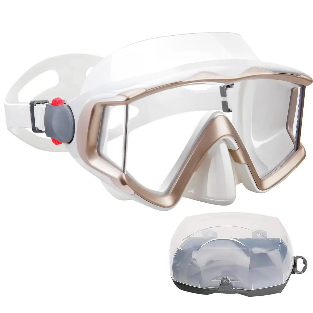 AQUA A DIVE SPORTS White Adult Single Lens Diving Mask | 180° Wide View Anti-Fog - main product image