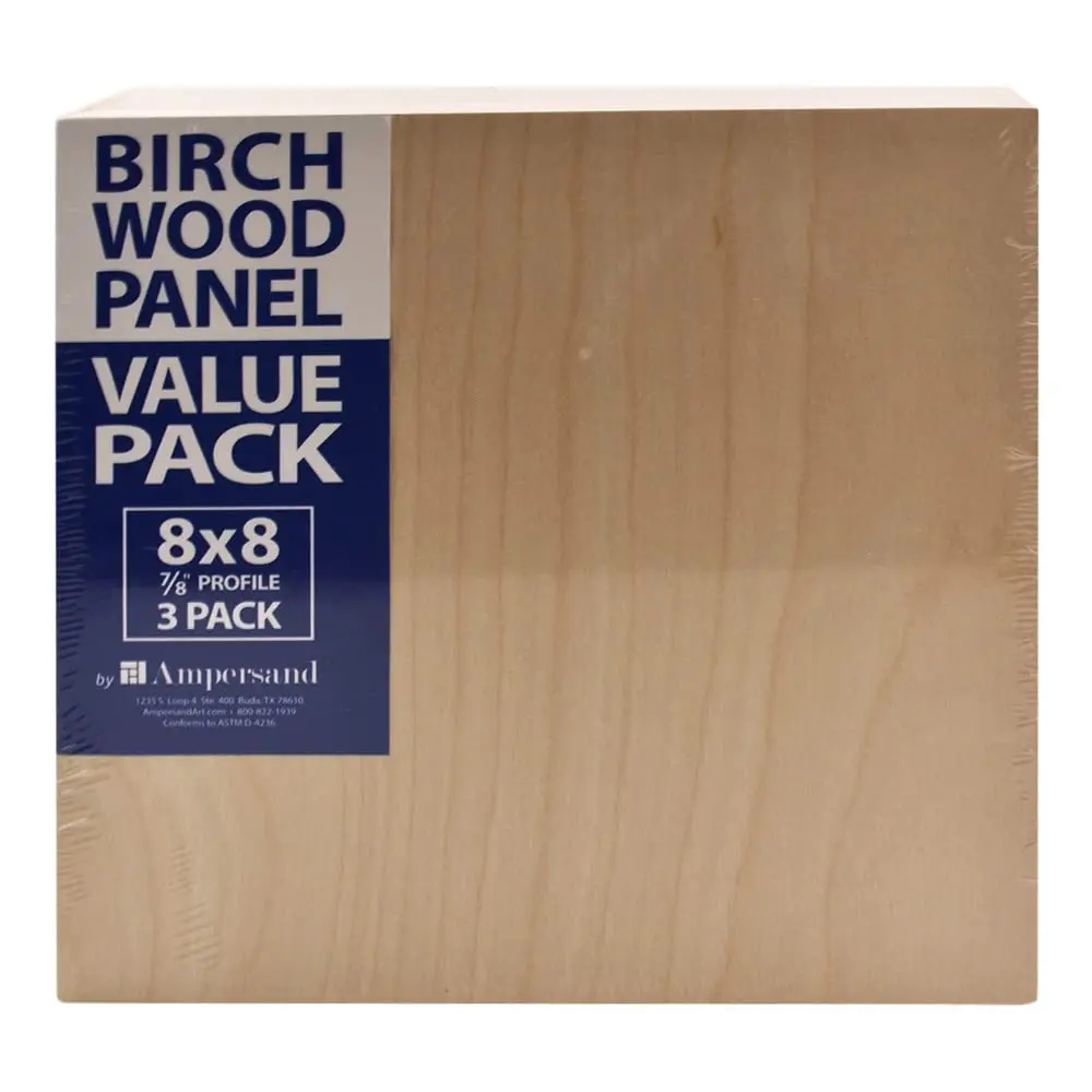 Ampersand Art Supply Birch Wood Art Painting Panels 8"x 8" | Cradled Profile for Artists - main product image