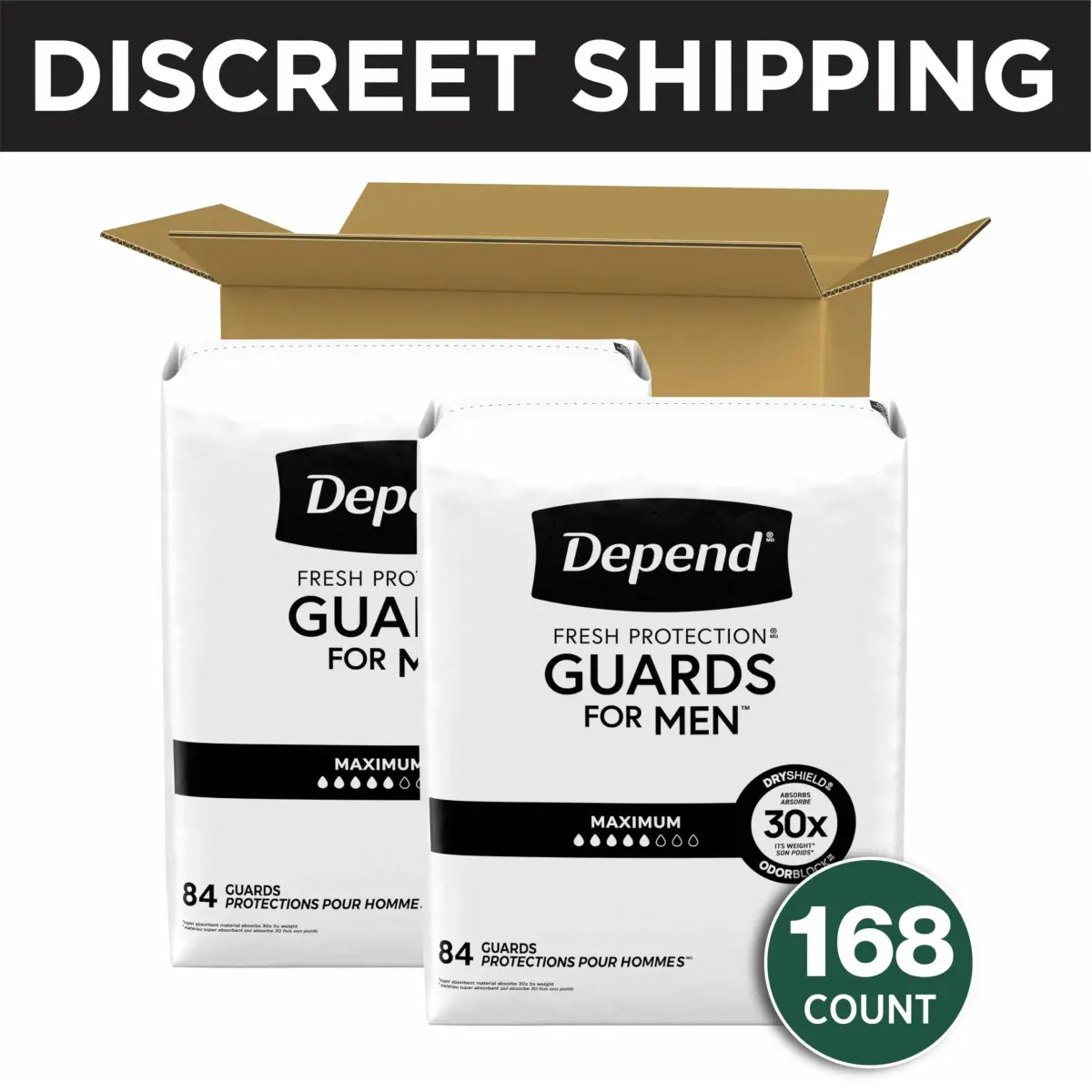 Depend Guards for Men Maximum Absorbency Pads 168 Count (2.27 kg / 5 lb) | USA Imported for India - view 2