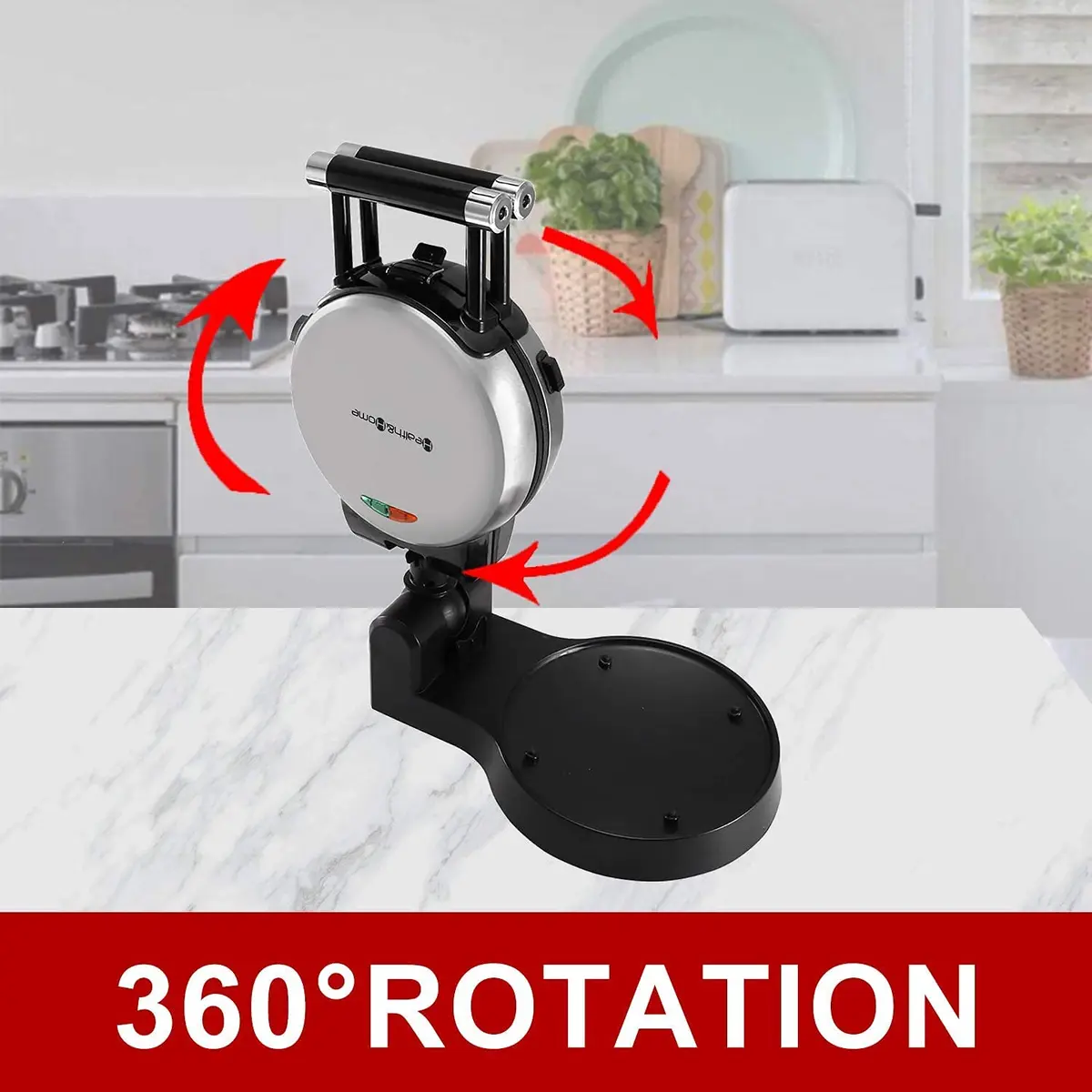 Health and Home 3-in-1 Waffle, Omelet, Egg Waffle Maker | 360° Rotating Belgian Nonstick Plates - view 5