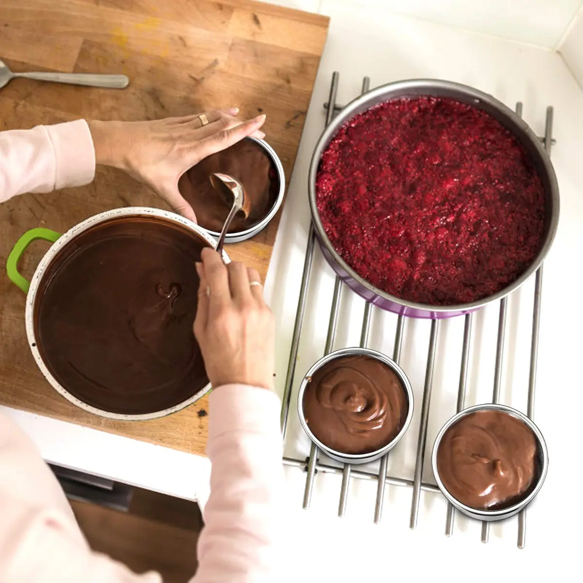 E-far 4 Inch Stainless Steel Mini Round Cake Pans Set of 6 | Healthy Baking for Smash Cakes & Desserts - view 6