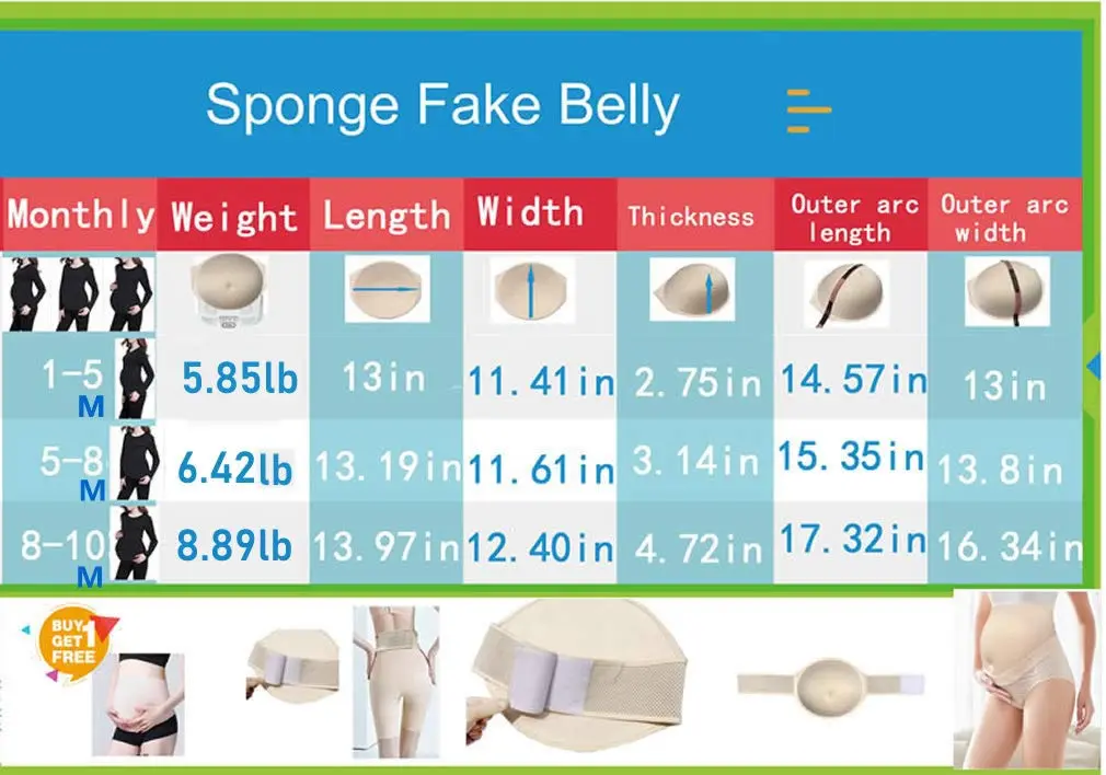 BIMEI Fake Pregnant Belly Pad 1-5 Months (Black) | Realistic Sponge Prop for Stage & Screen - view 6