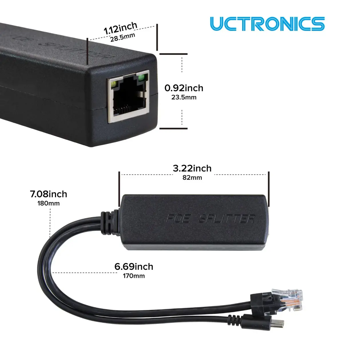 UCTRONICS PoE Splitter USB-C 5V 2.4A | IEEE 802.3af Compliant Gigabit Ethernet Adapter - view 3