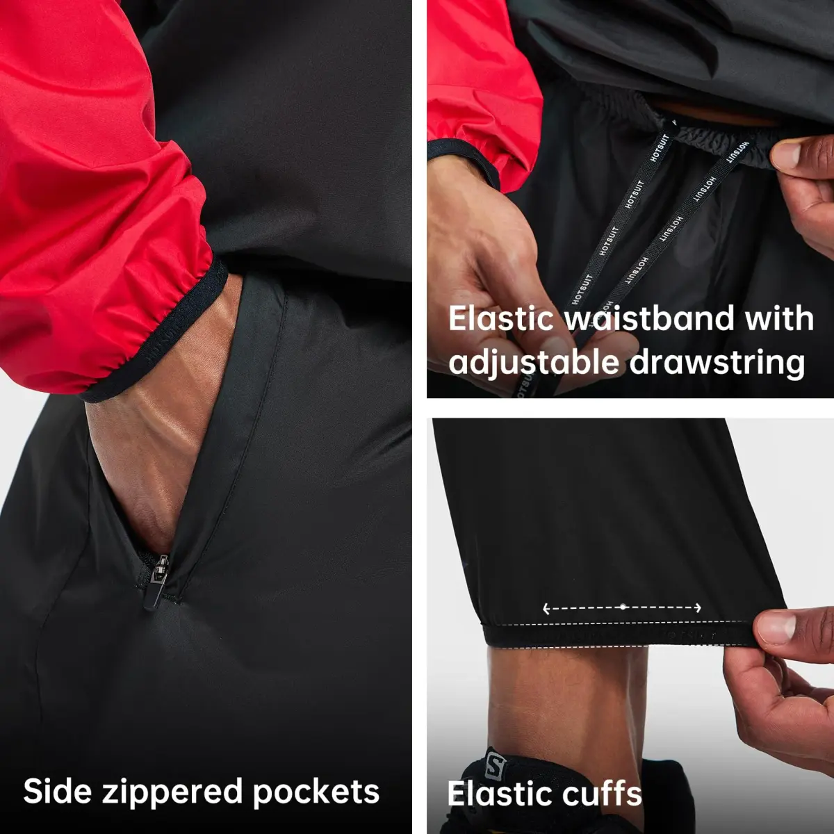 HOTSUIT Men & Women Sauna Suit Jacket & Pants Red S | Sweat-Inducing Workout Gear - view 6