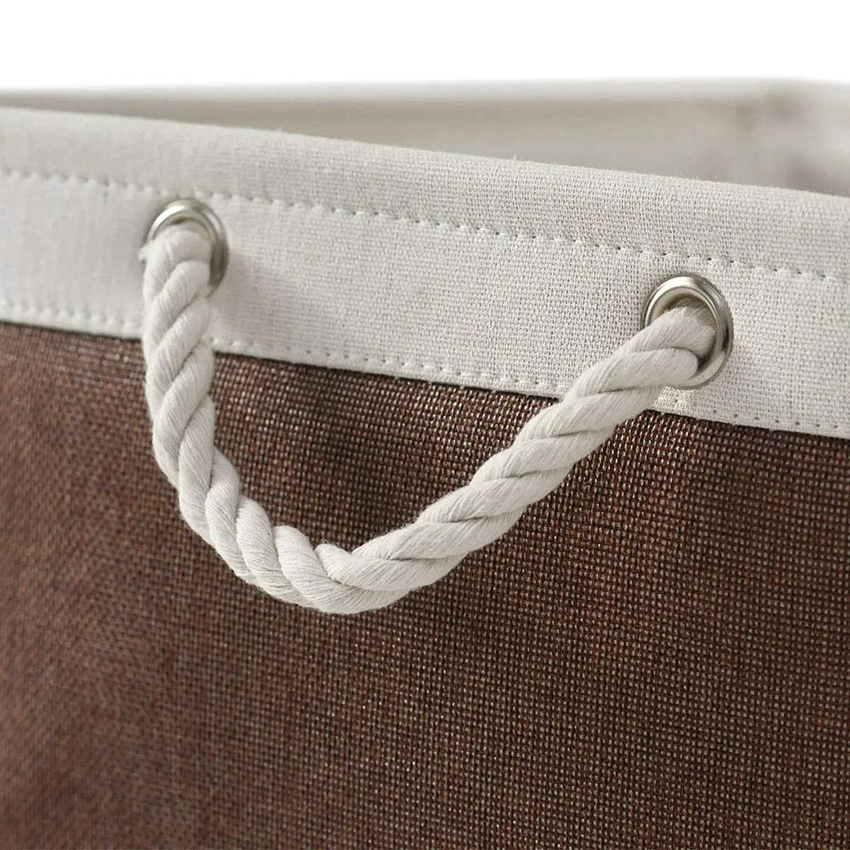 Sacyic Large Storage Baskets for Shelves, Fabric Baskets for Organizing, Collapsible Storage Bins for Closet, Nursery, Clothes, Home & Office (3-Pack, White&Brown) | Stylish & Sturdy - view 3