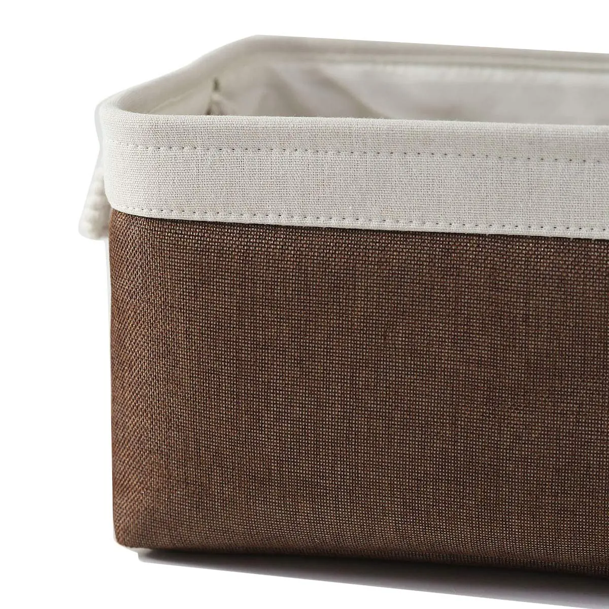 Sacyic Large Storage Baskets for Shelves, Fabric Baskets for Organizing, Collapsible Storage Bins for Closet, Nursery, Clothes, Home & Office (3-Pack, White&Brown) | Stylish & Sturdy - view 4