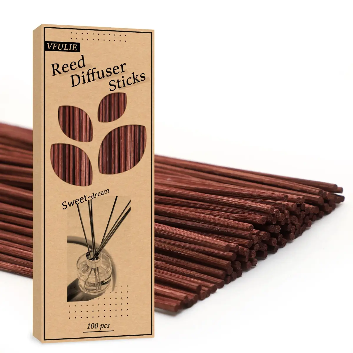 VFULIE 100PCS Reed Diffuser Sticks 10 inches (25.4 cm) | Natural Rattan for Aroma Diffusion - main product image