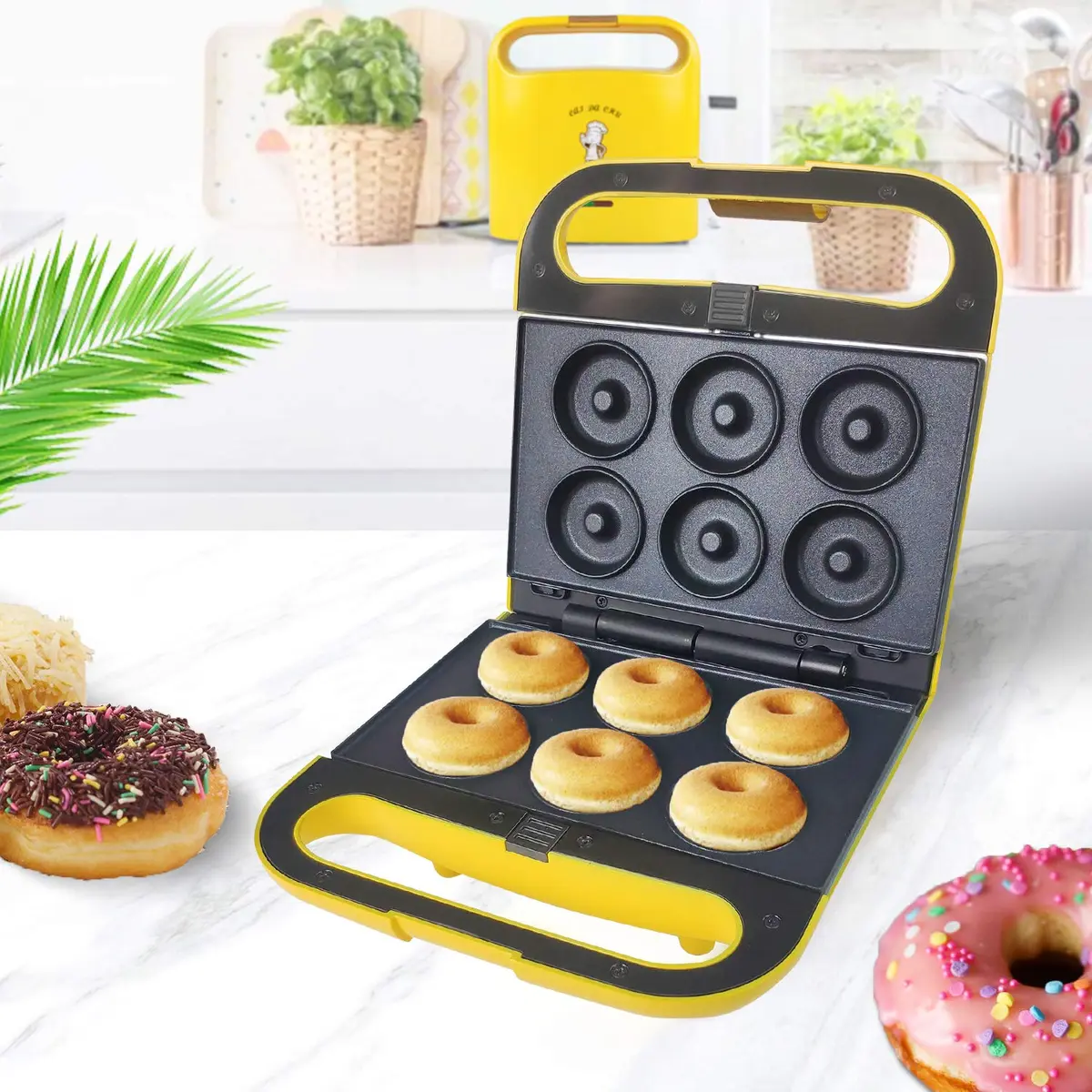 Health and Home 3 Interchangeable Baking Plates for Doughnut & Waffle Maker | Non-Stick, 1200W, Easy Clean, Compact Storage - view 5