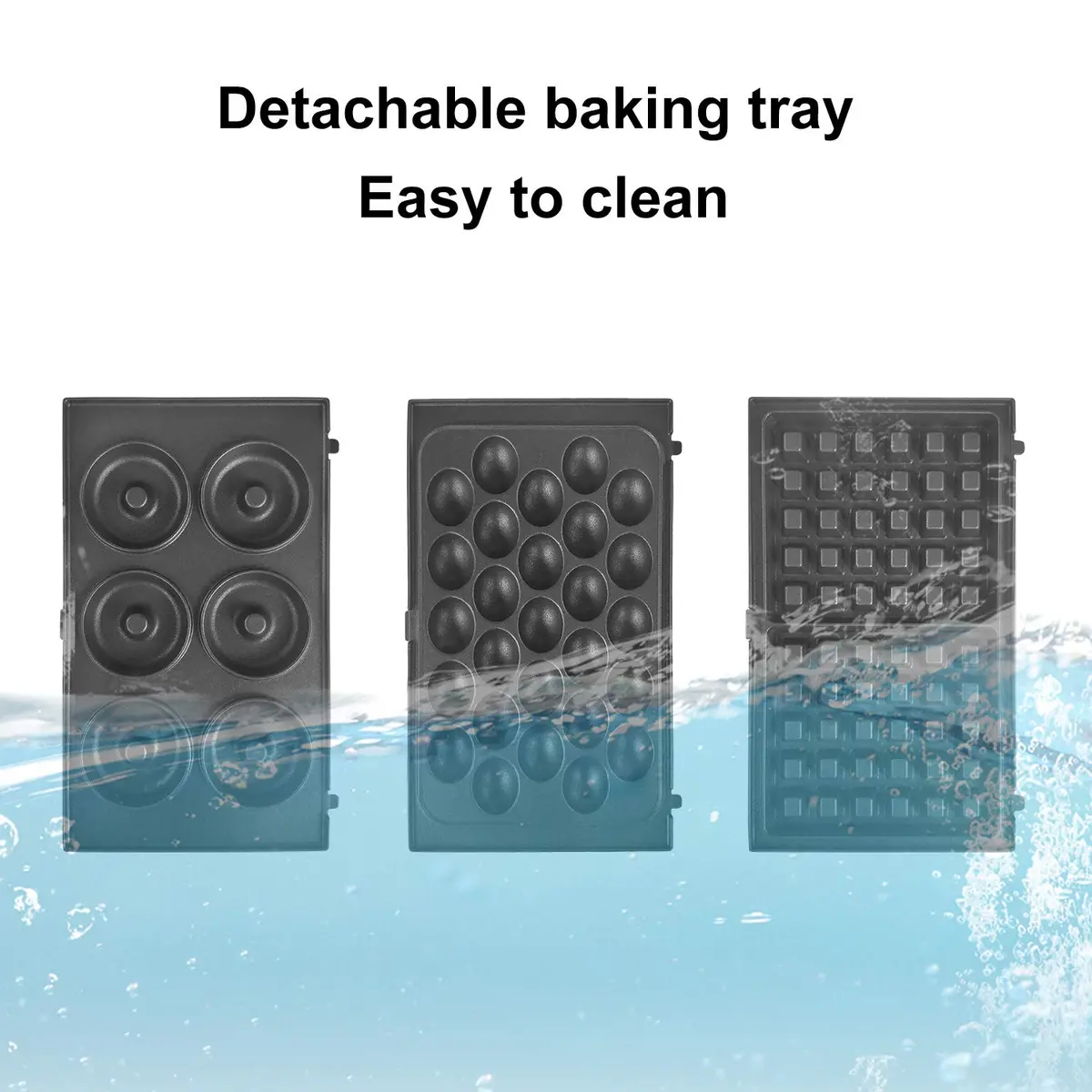 Health and Home 3 Interchangeable Baking Plates for Doughnut & Waffle Maker | Non-Stick, 1200W, Easy Clean, Compact Storage - view 8