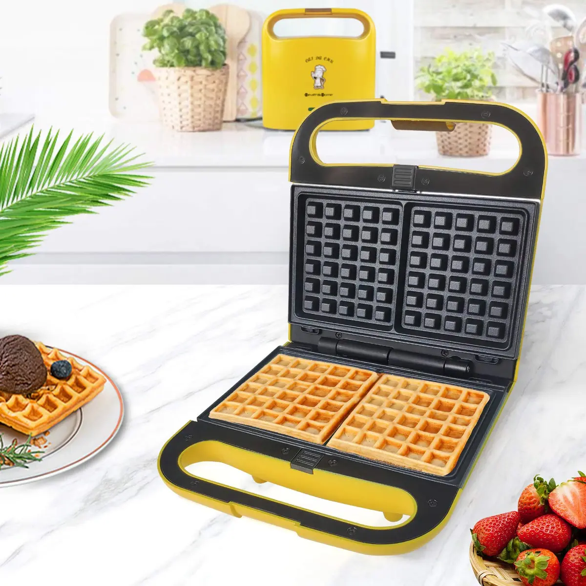 Health and Home 3 Interchangeable Baking Plates for Doughnut & Waffle Maker | Non-Stick, 1200W, Easy Clean, Compact Storage - view 3