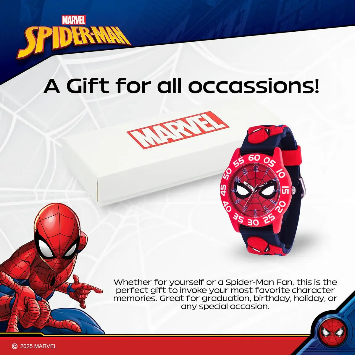 Marvel Spider-Man Kids Watch – Red Plastic Strap & 30M Water Resistance (32mm Dial, Official Licensed Toy) - view 6