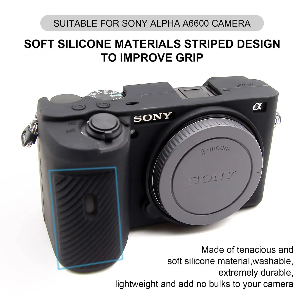 Easy Hood Silicone Camera Case for Sony A6600 Alpha 6600 ILCE-6600 Black | Compact & Durable - view 2